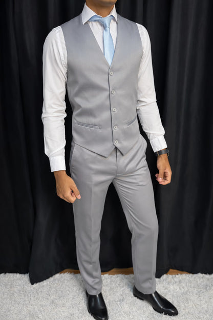 Traje Slim Cinza Médio