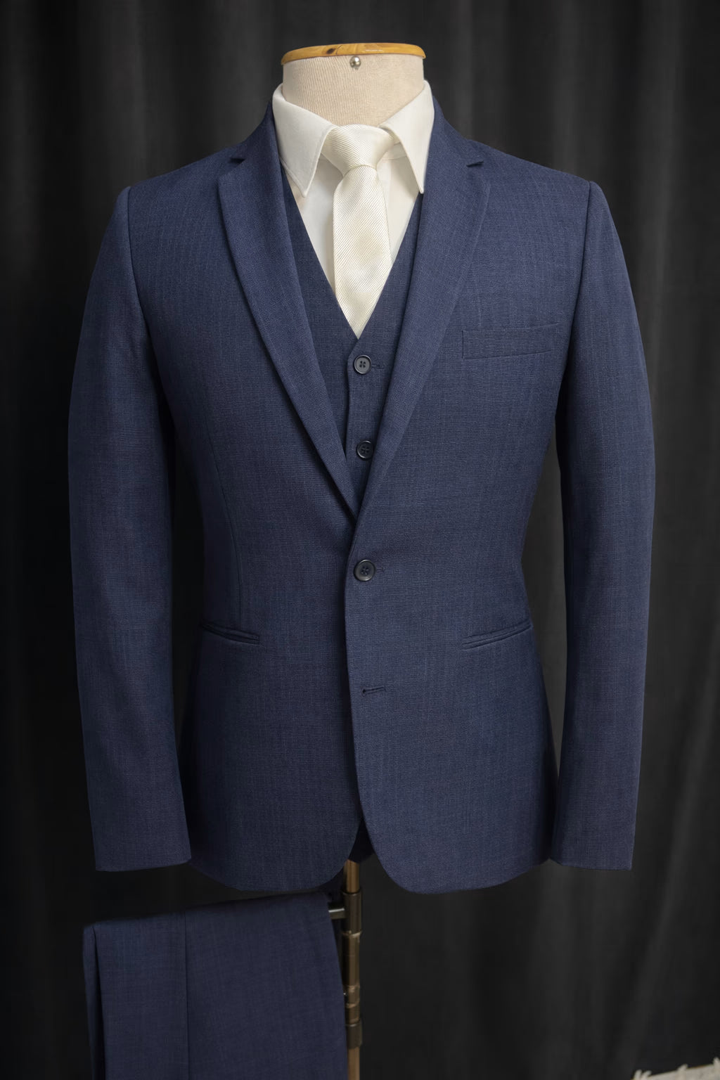 Traje Slim Melange Azul Marinho