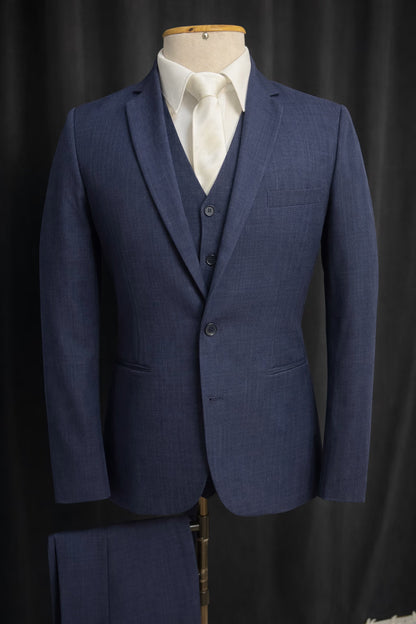 Traje Slim Melange Azul Marinho