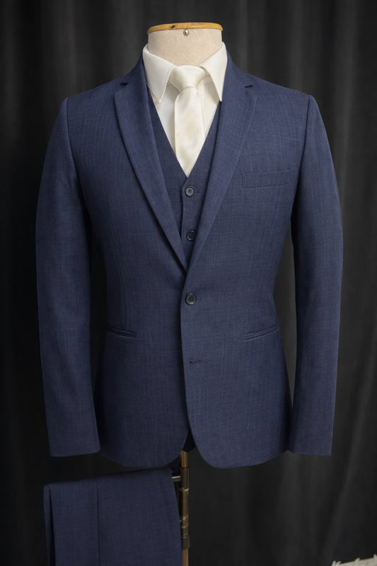 Traje Slim Melange Azul Marinho