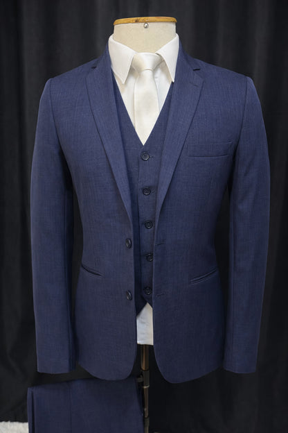 Traje Slim Melange Azul Marinho