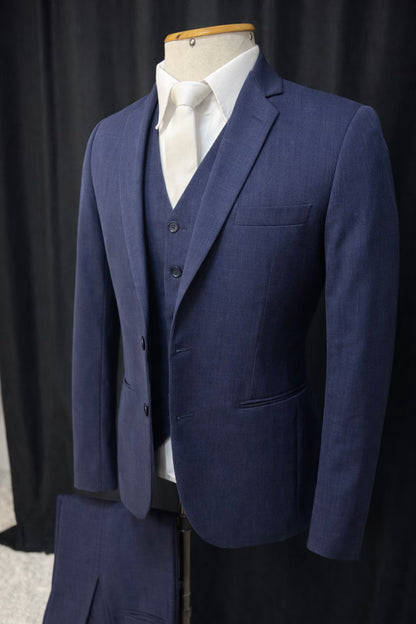 Traje Slim Melange Azul Marinho