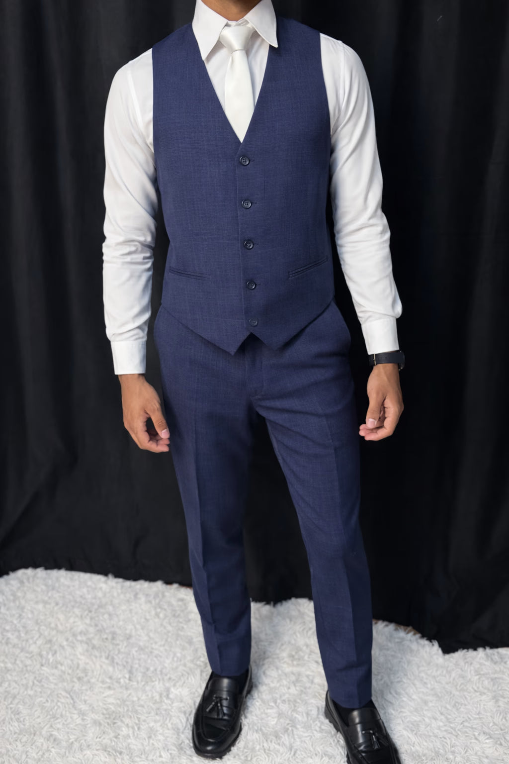 Calça & Colete - Melange Azul Marinho