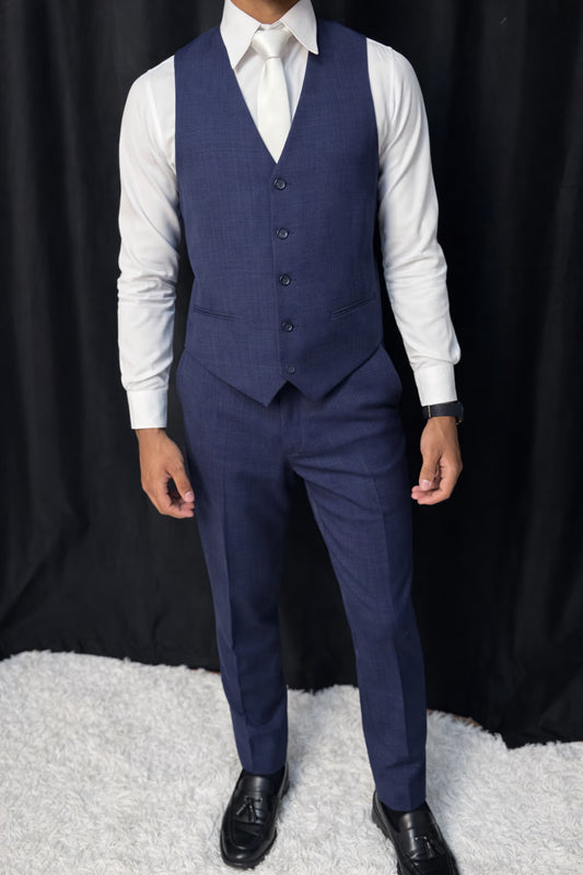 Calça & Colete - Melange Azul Marinho