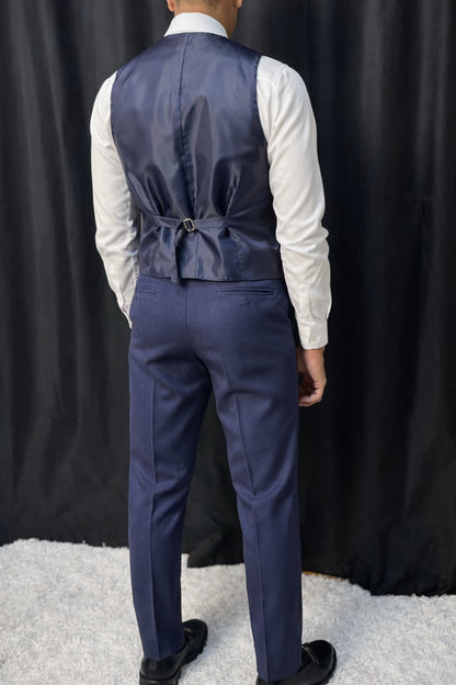 Calça & Colete - Melange Azul Marinho