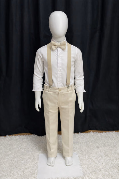 Calça & Suspensório Infantil - Bege Dior