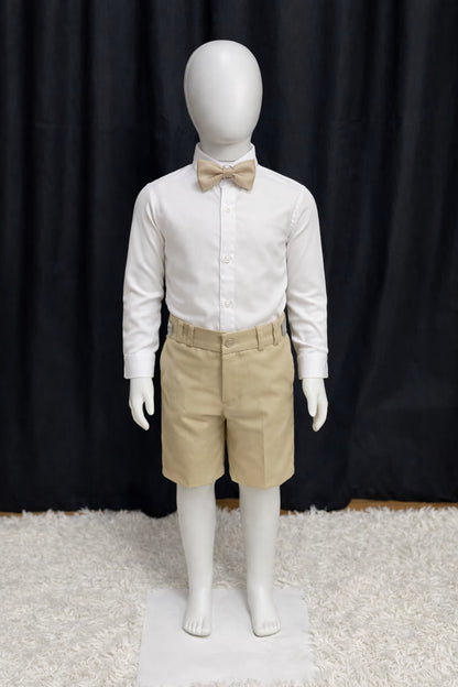 Bermuda & Suspensório Infantil - Cáqui