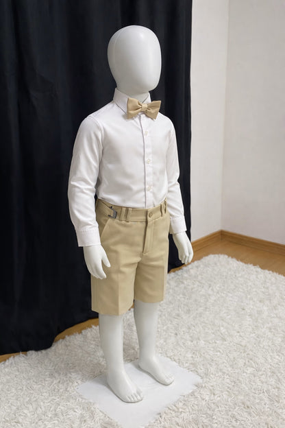 Bermuda & Suspensório Infantil - Cáqui