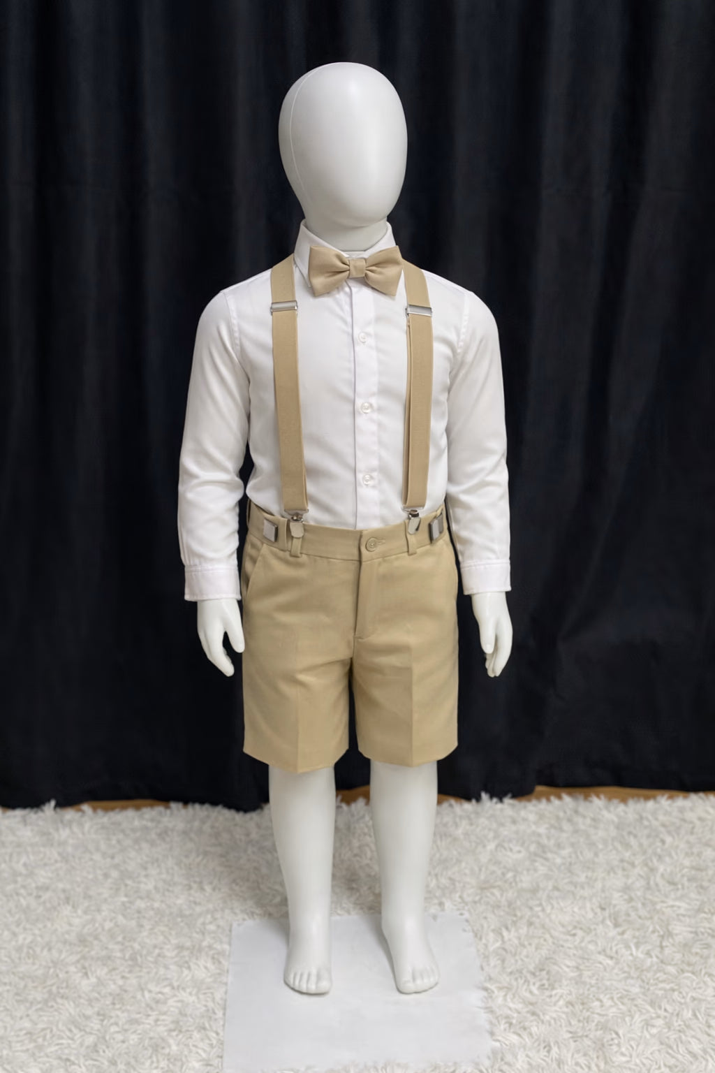 Bermuda & Suspensório Infantil - Cáqui