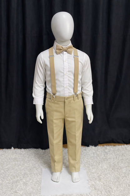 Calça & Suspensório Infantil - Cáqui