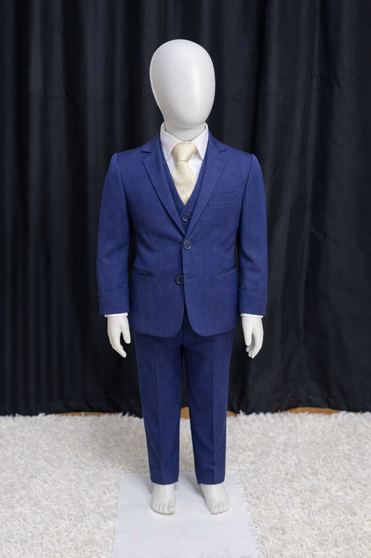 Traje Infantil Melange Azul Marinho