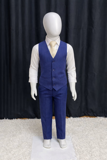 Calça & Colete Infantil - Melange Azul Marinho