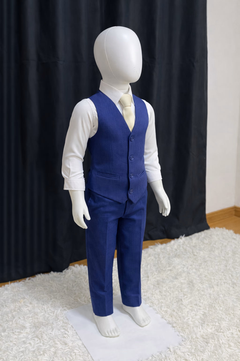 Calça & Colete Infantil - Melange Azul Marinho